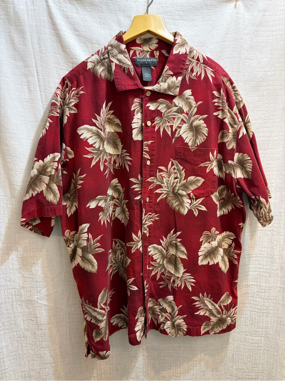 Saddlebred Red Tropical Print Short-Sleeve Camp Shirt XXL